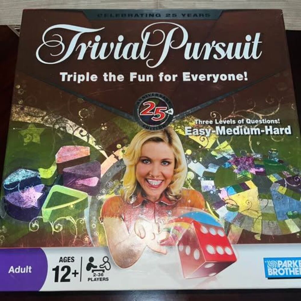 Trivial Pursuit 25th Anniversary Edition Board Game Parker Brother 2008 Complete
